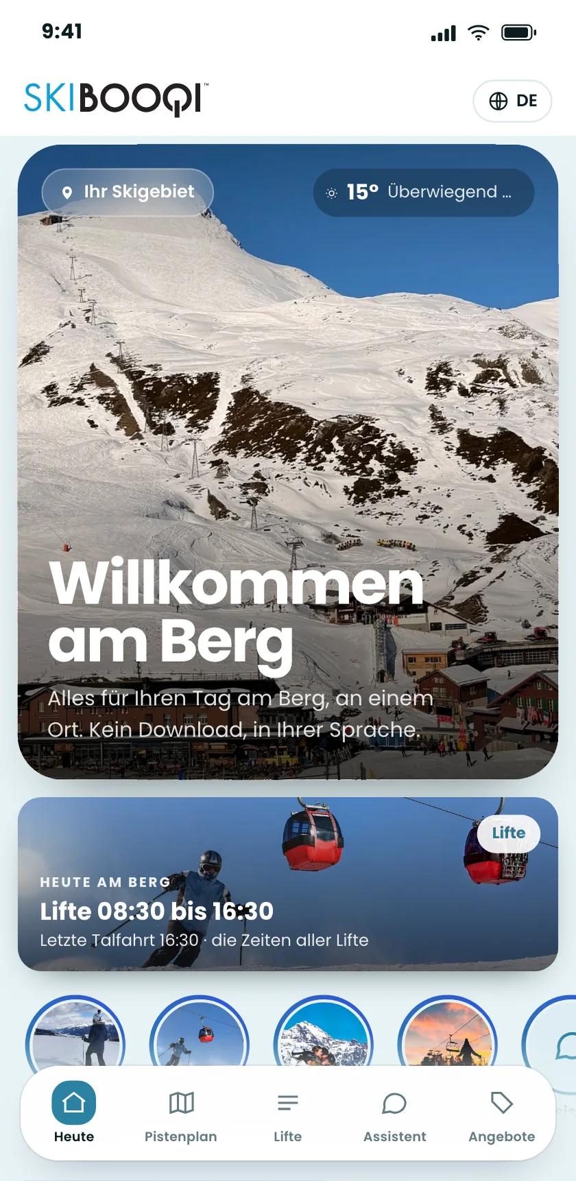 SkiBooqi mit dem digitalen Guide auf einem Handy