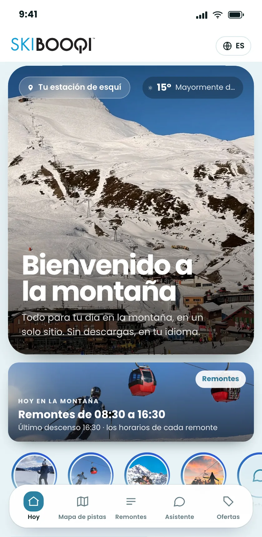 SkiBooqi con la guía digital en un teléfono