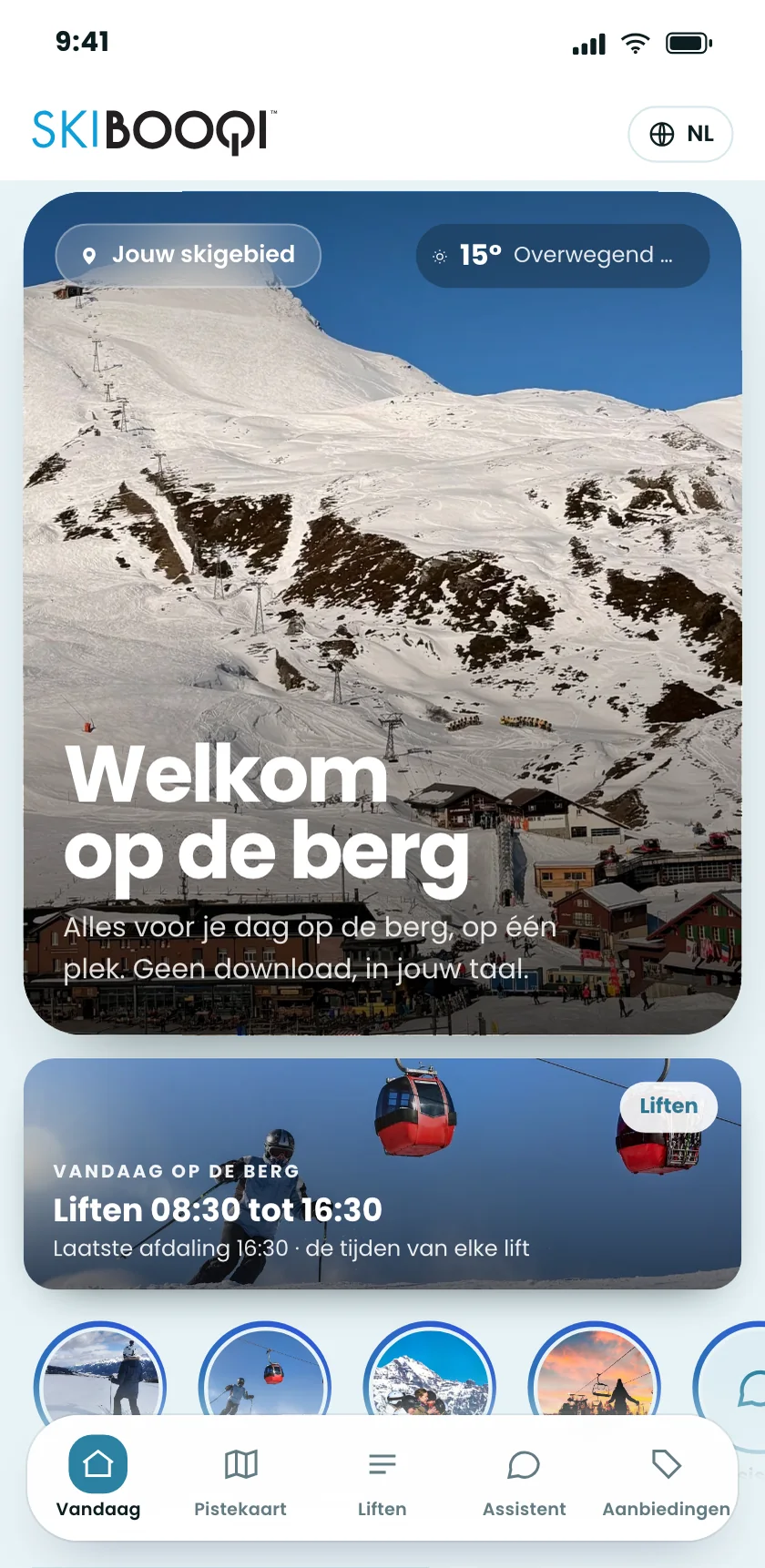 SkiBooqi met de digitale gids op een telefoon